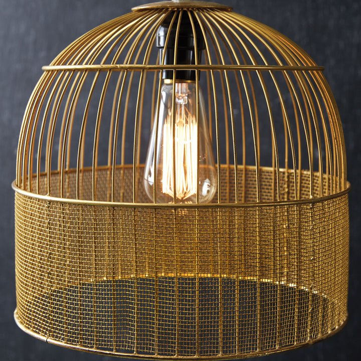 Birdcage Pendant Light in Gold Metal-Lighting-Vintage Shopper