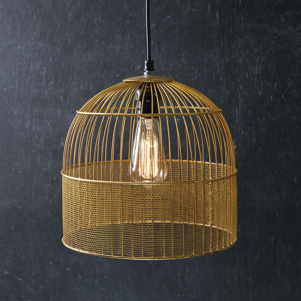 Birdcage Pendant Light in Gold Metal-Lighting-Vintage Shopper