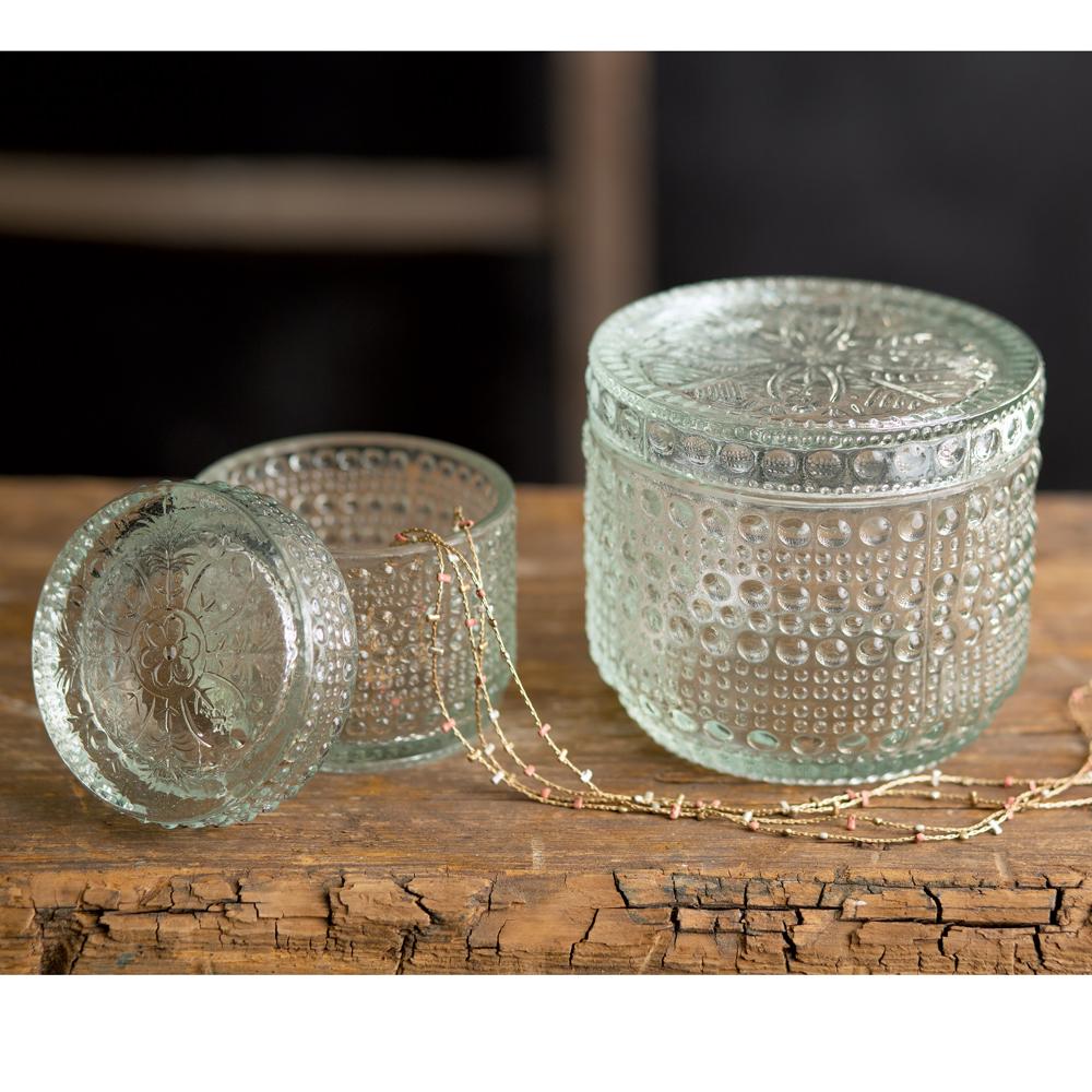 Antique Inspired Decorative Cut Glass Containers (Set of 2)-Storage-Vintage Shopper