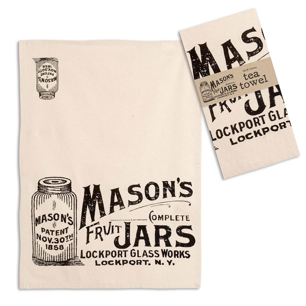 Mason Jars Vintage Cotton Tea Towel (Set of 4)-Kitchen-Vintage Shopper