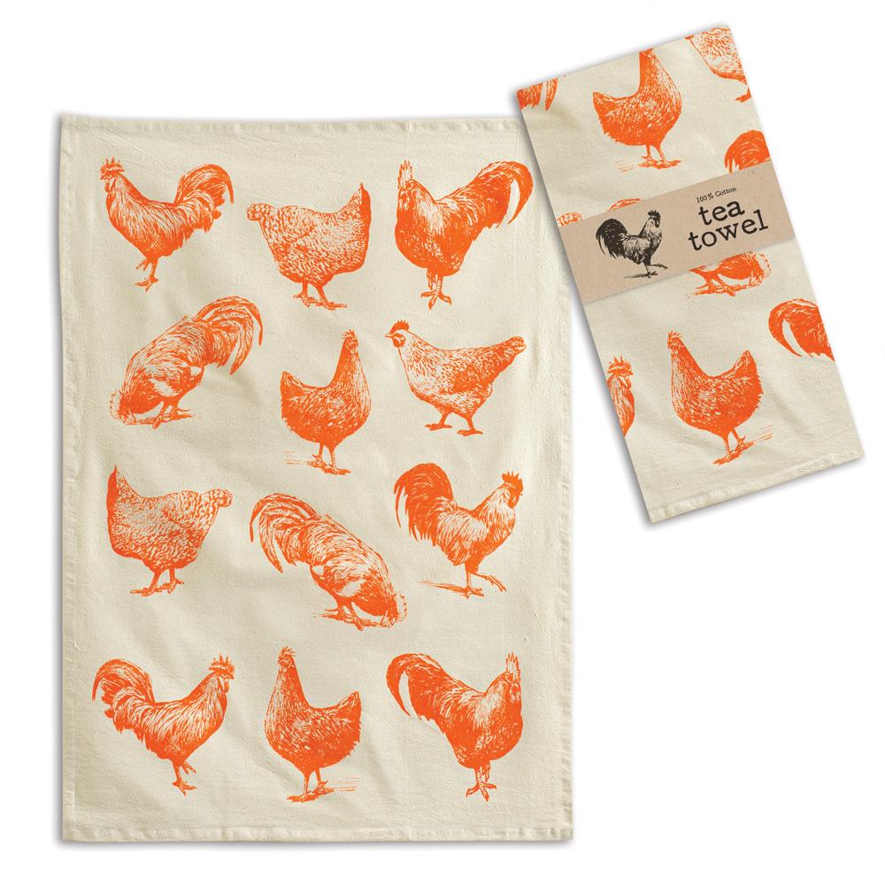 Roosters and Chickens Farmhouse Tea Towel (Set of 4)-Kitchen-Vintage Shopper