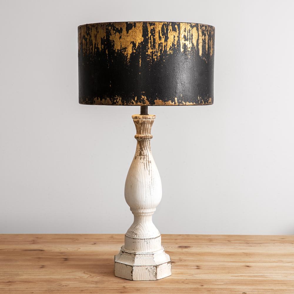 Rustic Table Lamp with Distressed Metal Shade-Lighting-Vintage Shopper