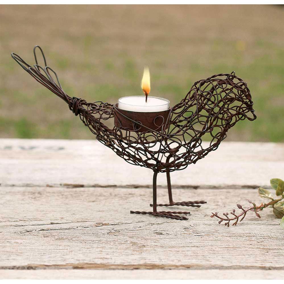 Rustic Wire Bird Tea Light Candleholder (Set of 4)-Lighting-Vintage Shopper