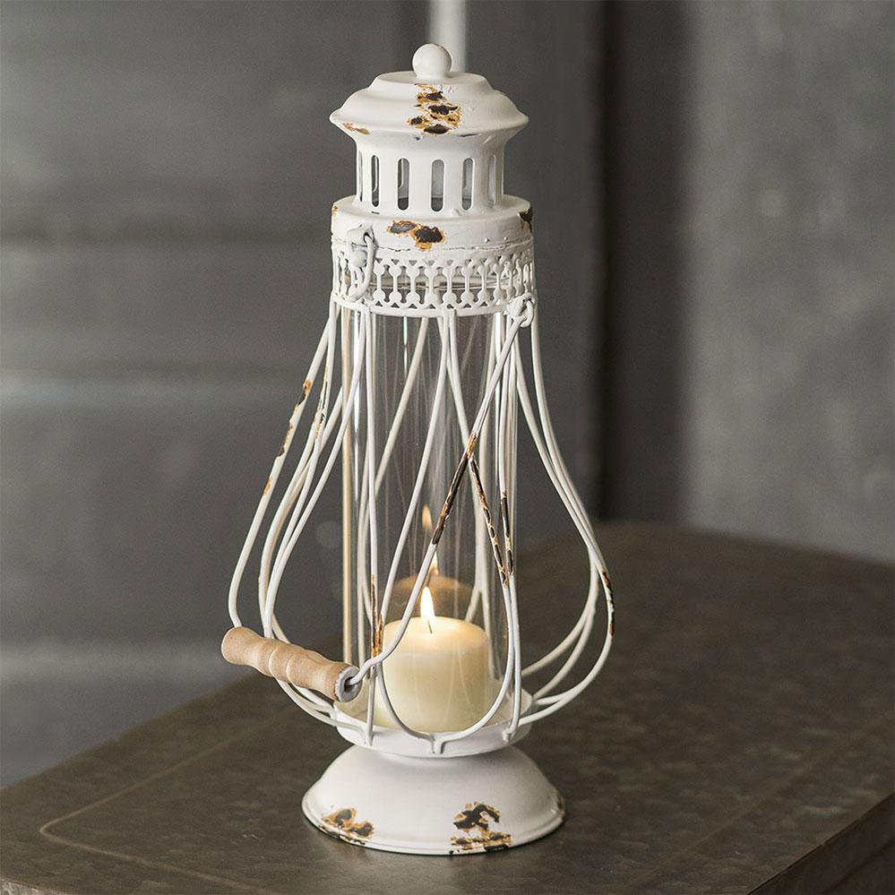 Vintage Distressed Metal Candle Lantern-Candleholder-Vintage Shopper